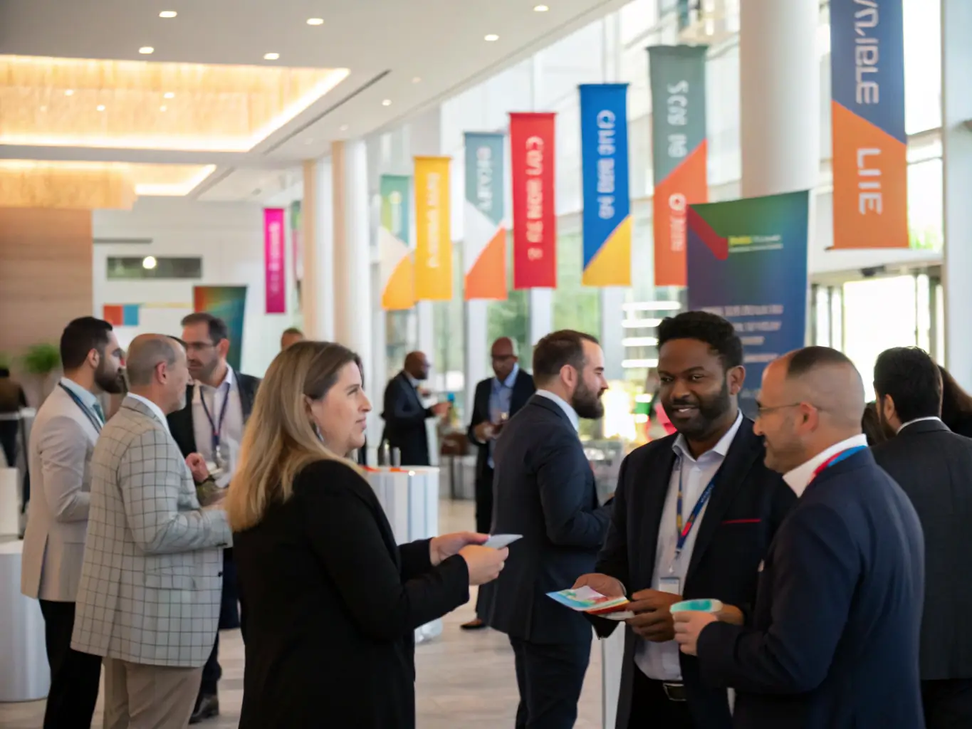 A photograph of a networking event at TechConclave, with attendees engaging in conversations, exchanging business cards, and building connections.